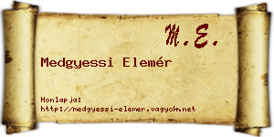 Medgyessi Elemér névjegykártya